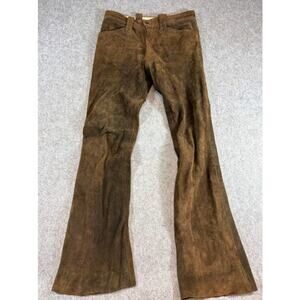 VTG Suede Leather Bell Bottom Pants 29x30 Brown Flared Disco Western Hippie 70s